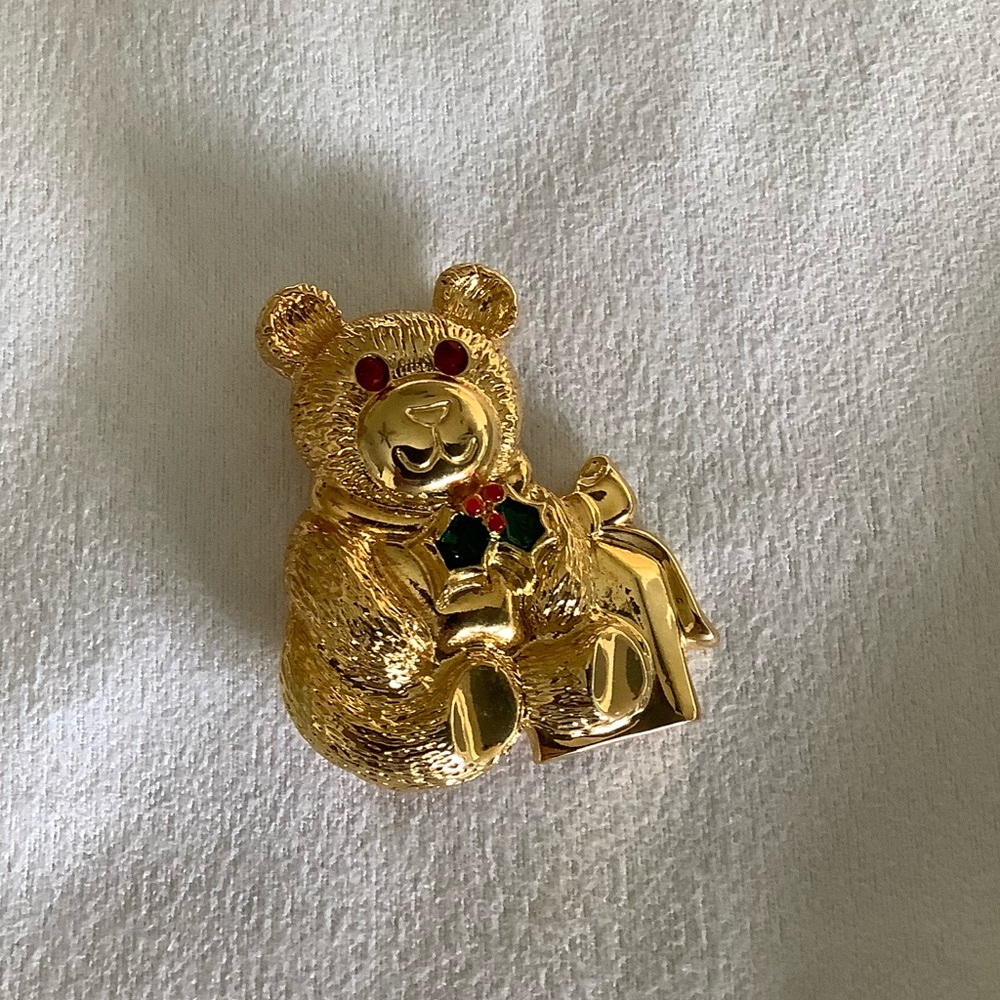 Christmas Holiday Teddy Bear Brooch Pin 🐻